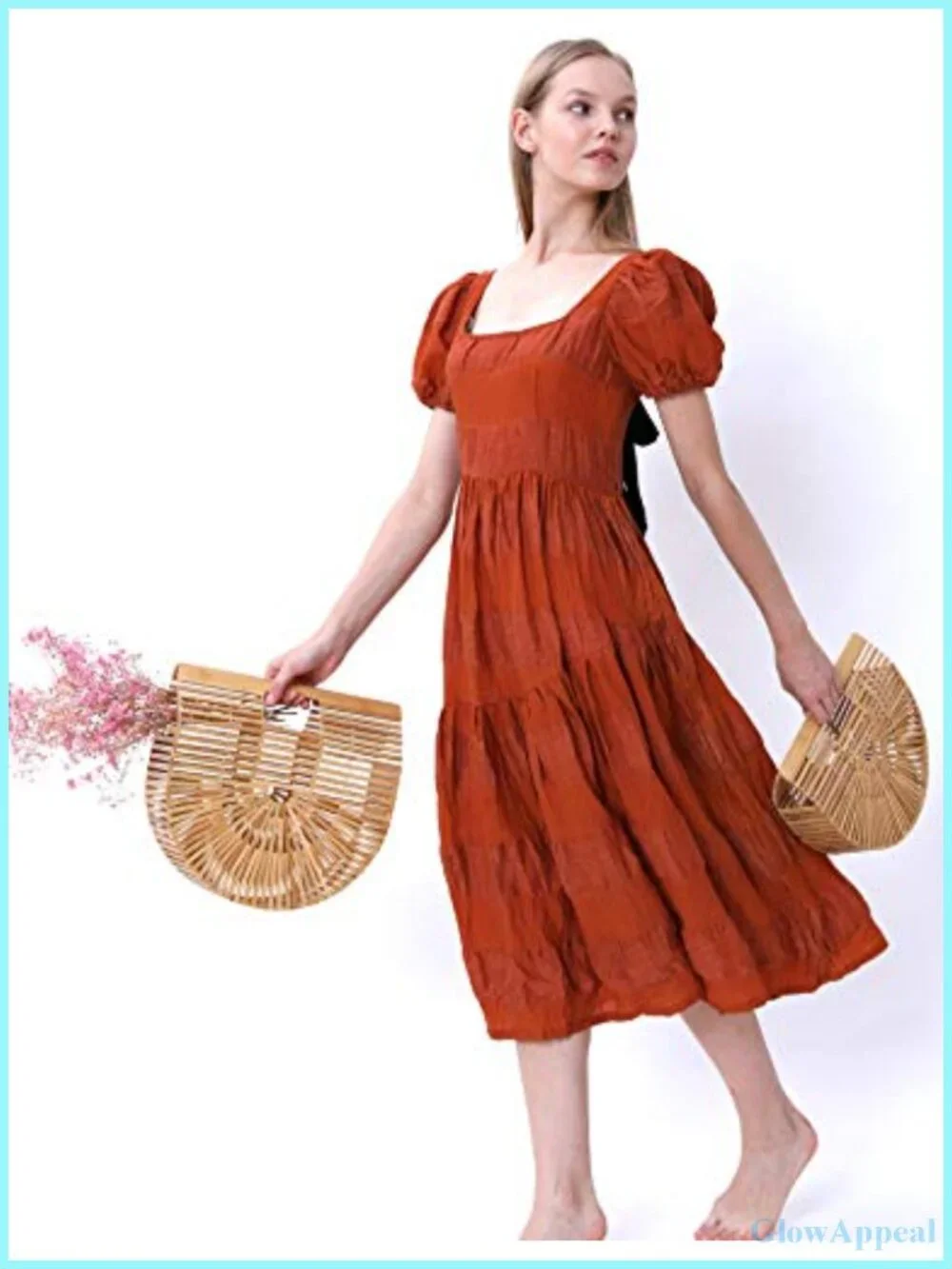 Handmade Bamboo Tote Bag Beach Straw Purse Natural Summer